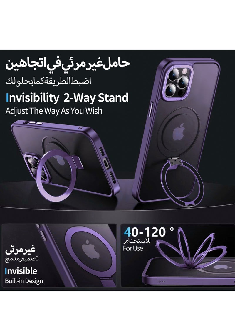 iPhone 12 Pro Max MagSafe Case with Magnetic Invisible Stand,【Full Shockproof Protection】Matte Back Phone Cover with Magnet Kickstand for Apple 12 Pro Max (2020)(Purple) - Image 5